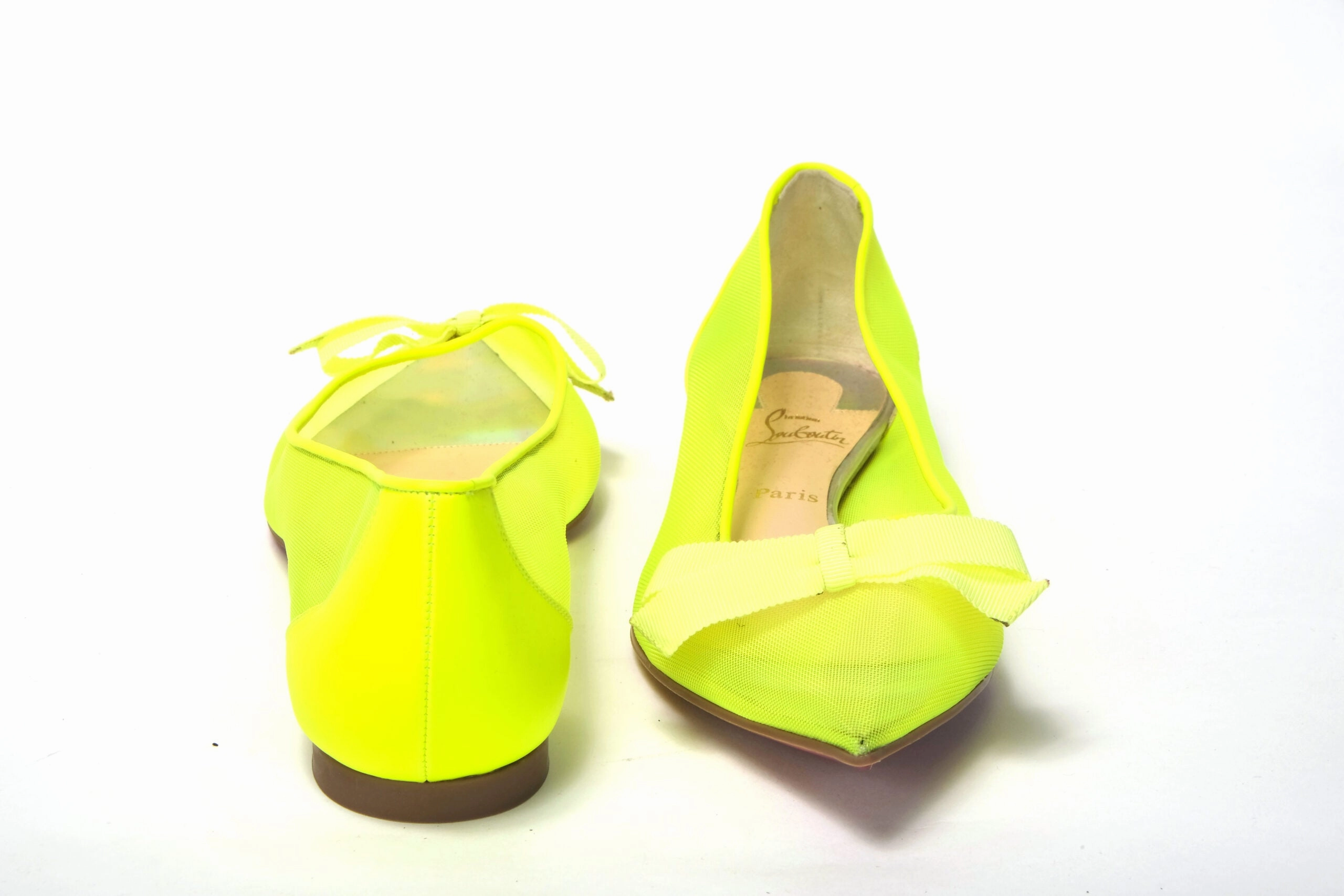 Indian Flat Shoes Christian Louboutin Fluro Yellow Flat Point Toe Shoe