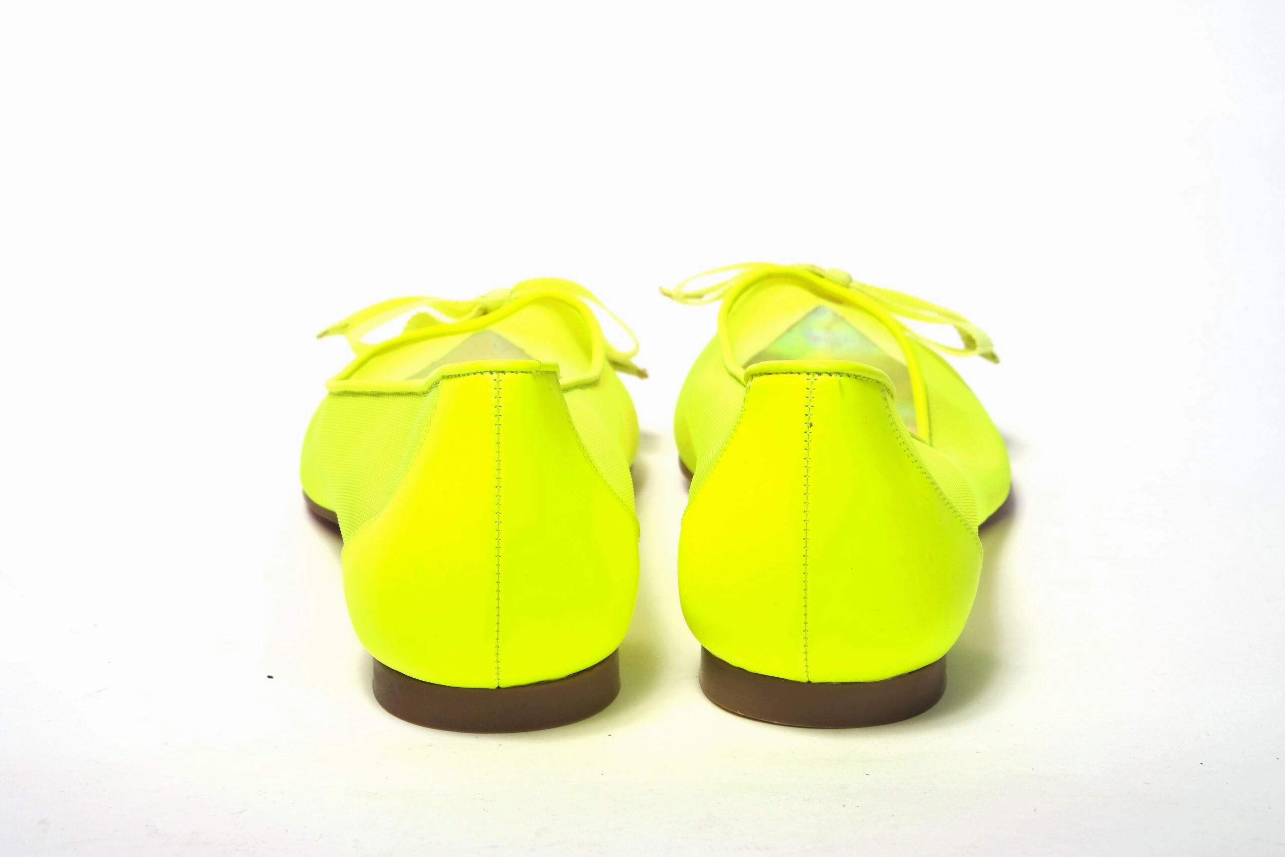 Slip On Shoes Christian Louboutin Fluro Yellow Flat Point Toe Shoe