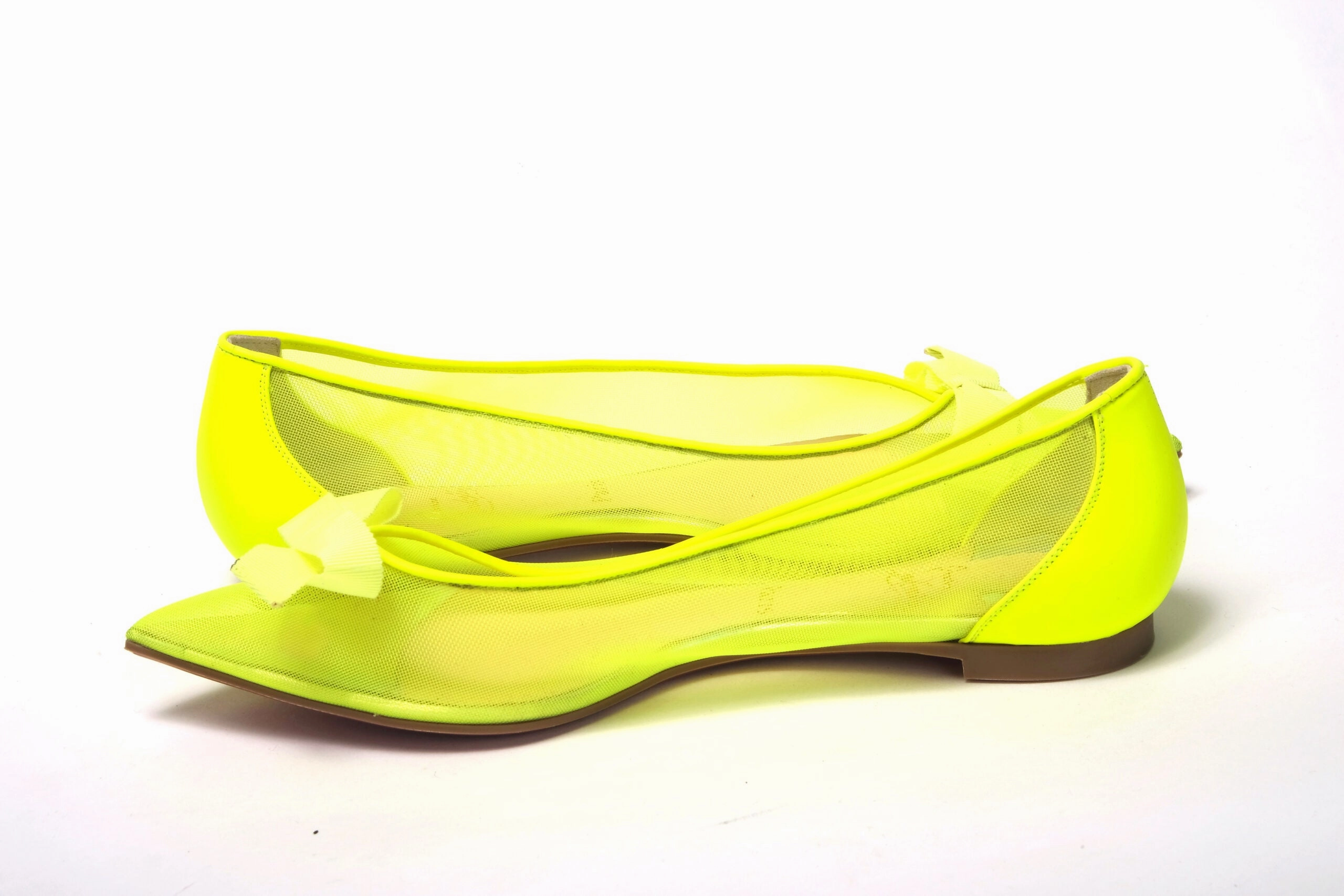 Christian Louboutin Fluro Yellow Flat Point Toe Shoe Formal Shoes Flat