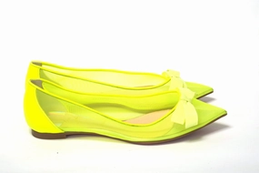 Tan Flats Shoes Christian Louboutin Fluro Yellow Flat Point Toe Shoe