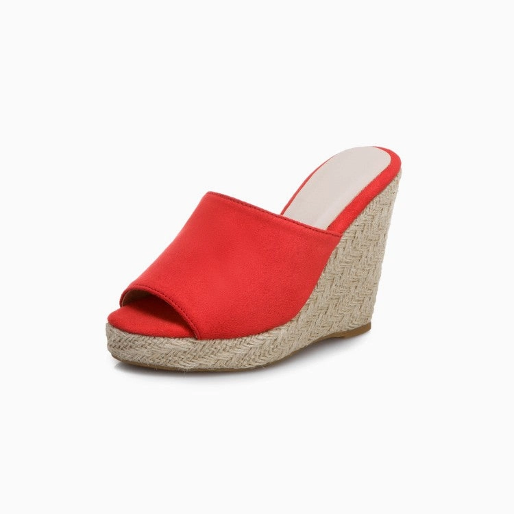 Under Armour Fat Tire Sandals Women's Solid Color Suede Woven Wedge Heel Platform Sandals