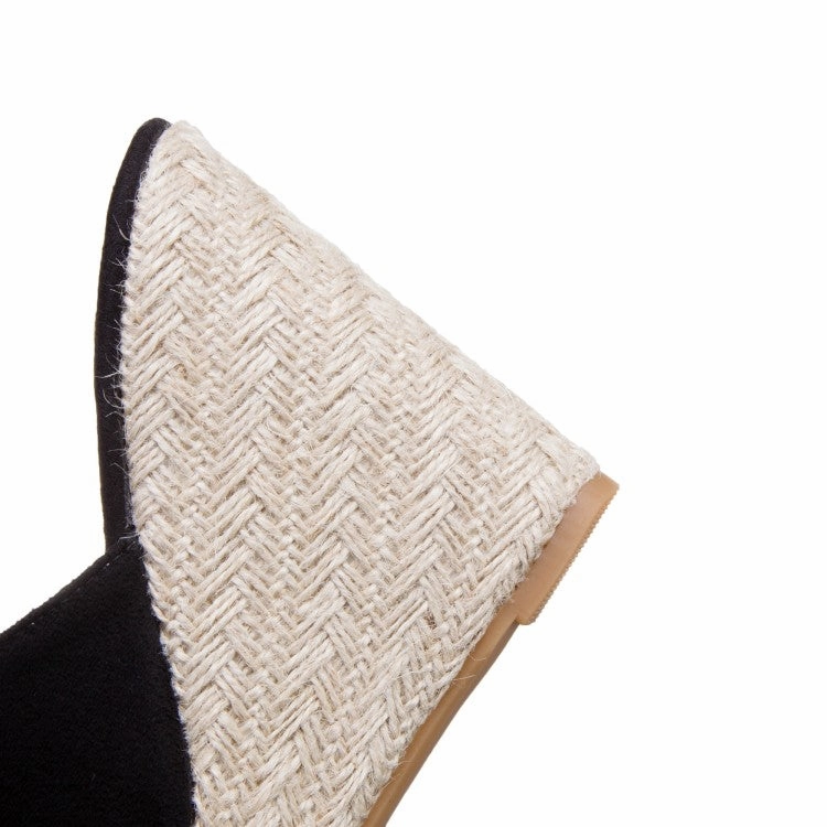 Sandals Cabo San Lucas Women's Solid Color Suede Woven Wedge Heel Platform Sandals