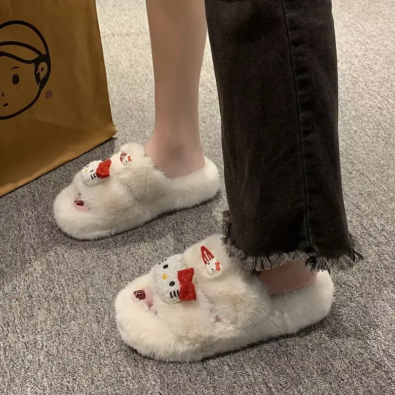 Lightweight Flip Flops For Backpacking Kitty Autumn/Winter Slippers  Kawaii Furry Flip-Flops, Comfortable Flat-Bottom Home Shoes for Women