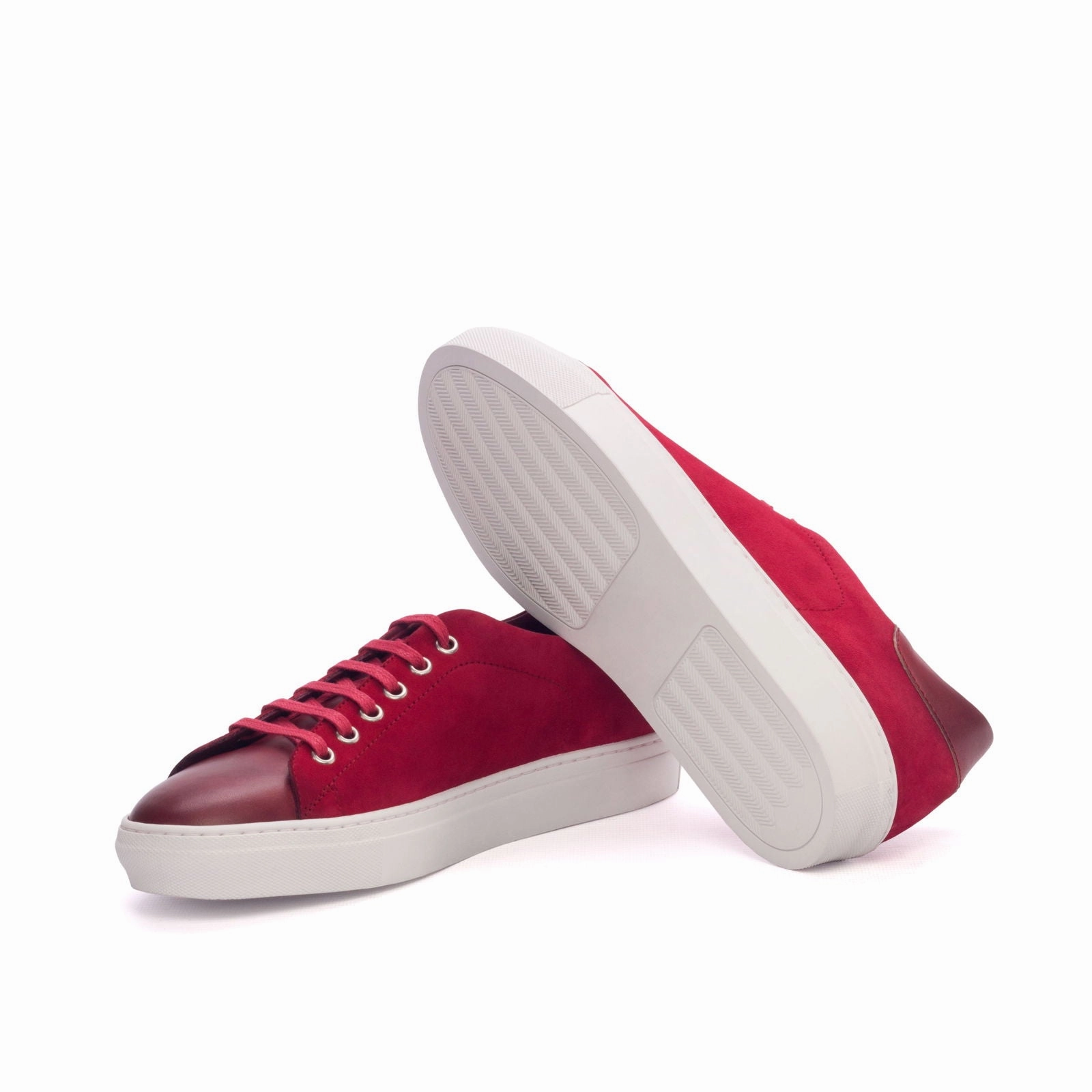 Men's Leather Trainers Wide Plus Size Red 3189 Rs-x3 Casual Shoes