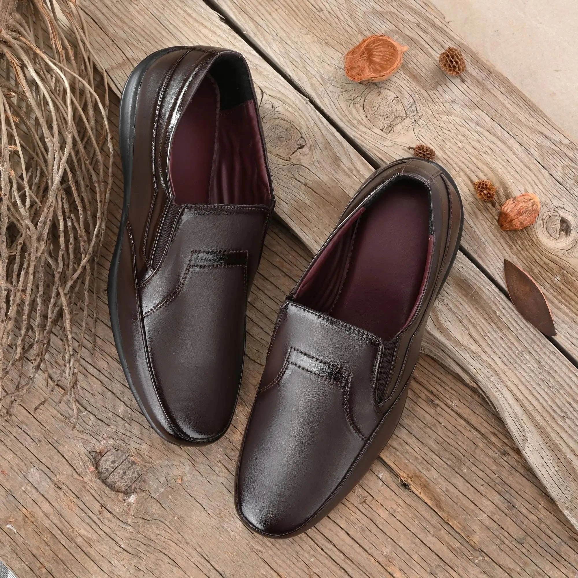 Loafers for Men Brown Color Formal Synthetic Leather Loafer Loro Loafers