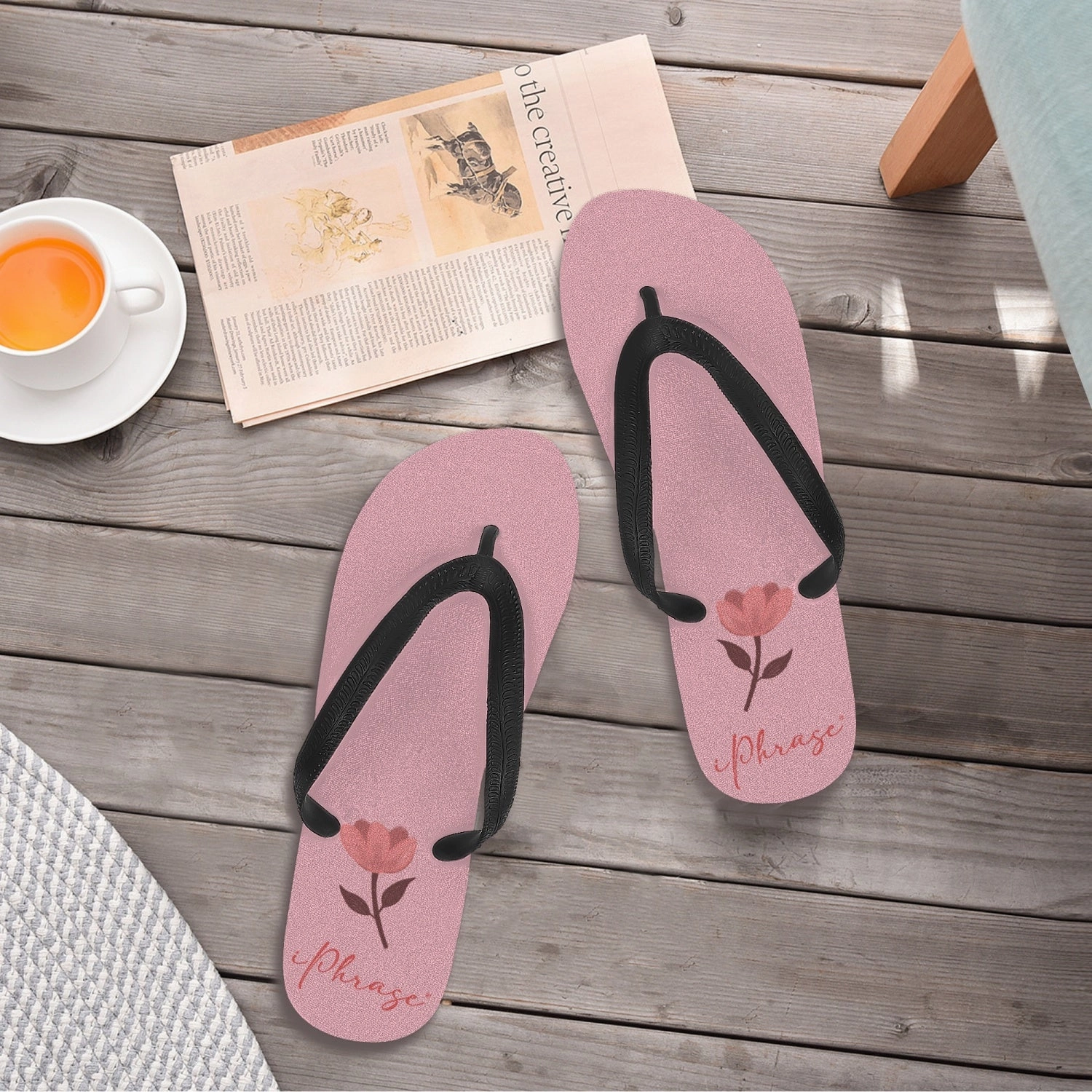 Flip Flop Slide Sandals - Little Flower Soft Pink Yosi Flip Flops