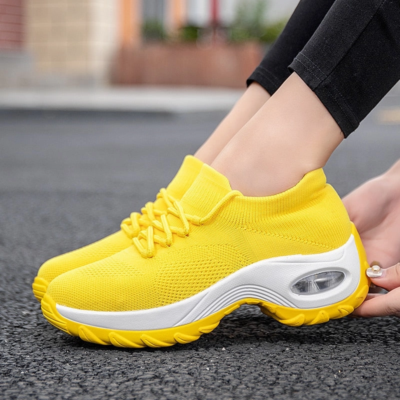 Platform Sneakers Women Flats 2020 Breathable Casual Shoes Flats 6 Colors Wedges Sneakers for Women Mesh Sock Zapatos De Mujer New Balance Wrpd Runner Casual Shoes