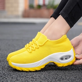 Quality Leather Casual Shoes Platform Sneakers Women Flats 2020 Breathable Casual Shoes Flats 6 Colors Wedges Sneakers for Women Mesh Sock Zapatos De Mujer