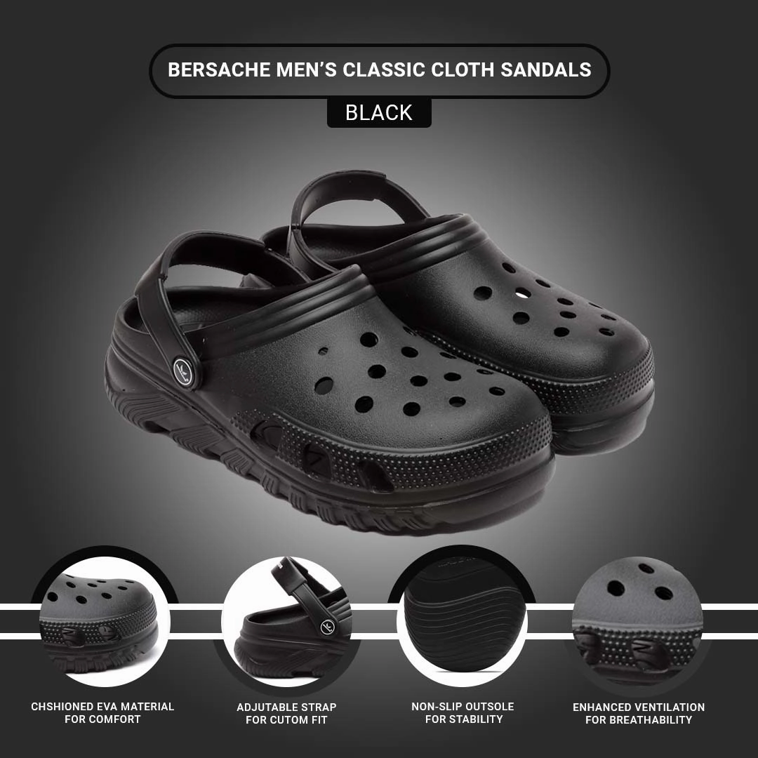 Patriot Slippers Bersache Extra Soft Classic Casual with  Regular wear with Ultra Soft & Flexibility Technology Clog's for Men's & Boy's (6094-Black)