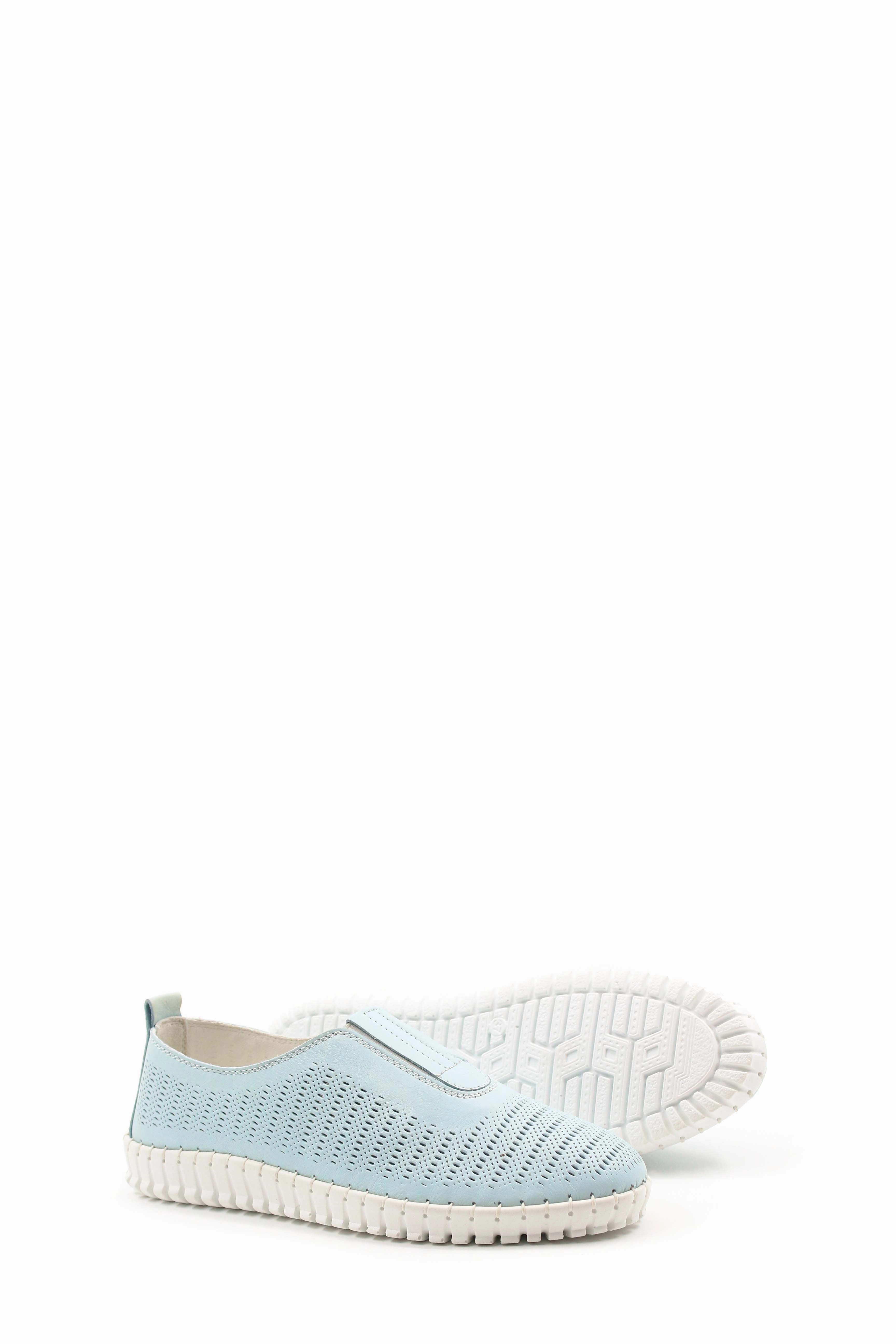 FST Genuine Leather Women's Casual Shoes 934ZA106LZR Blue - Ixtlahuacn de los Membrillos Zipper Casual Shoes