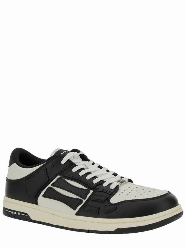 'Skel Top Low' Black And White Sneakers With Logo Patch On Thetongue And Contrasting Details On The Side In Leather Man Sneakers Clipart