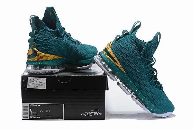 Nike Lebron XV 15 Dark Green Gold Men Shoes Sale Size US7,8,8.5,9,10,11,12 Shoe Carnival Asics Running Shoes