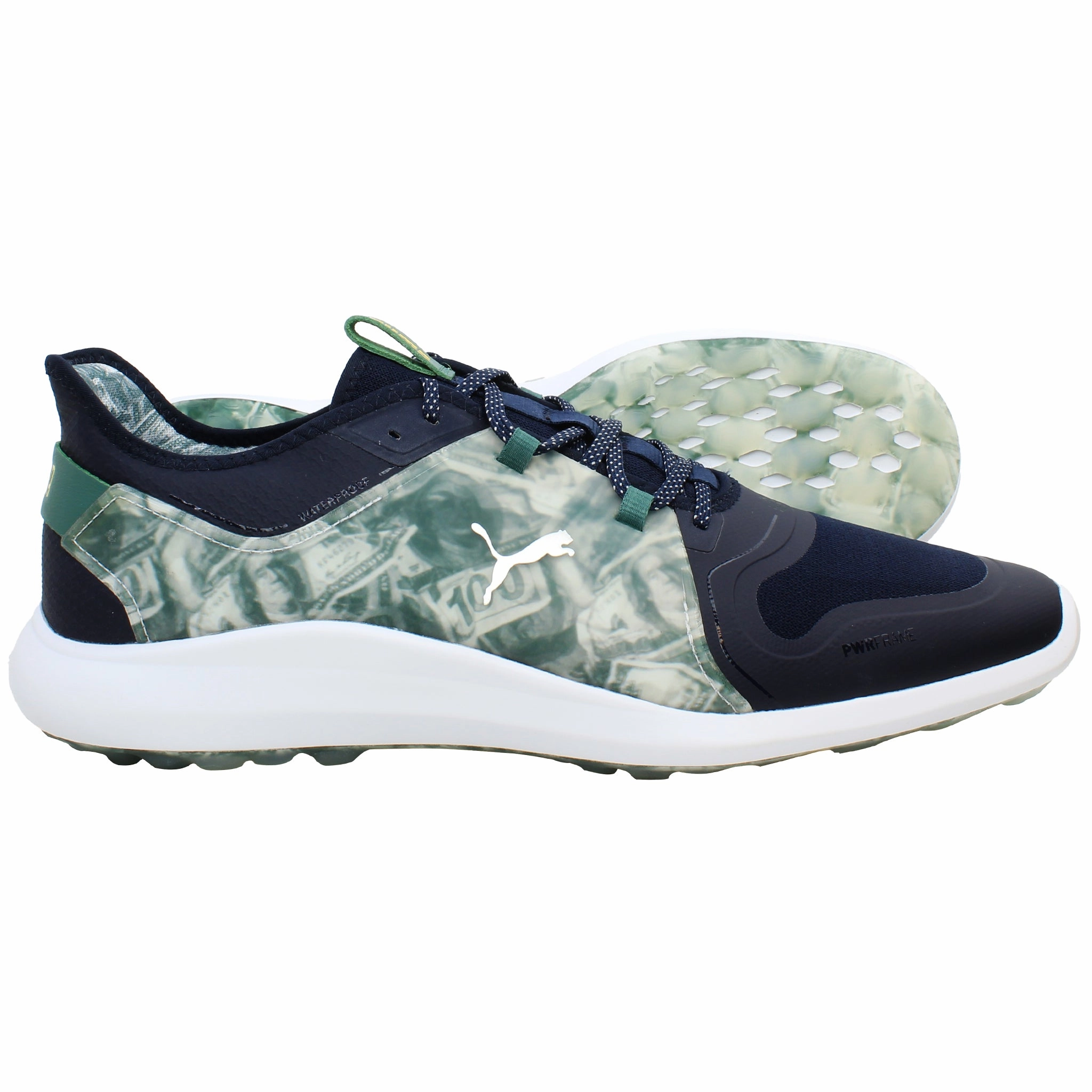 Puma Ignite Fasten8 Mens Navy/Green Golf Shoes Puma Flag Golf Shoes
