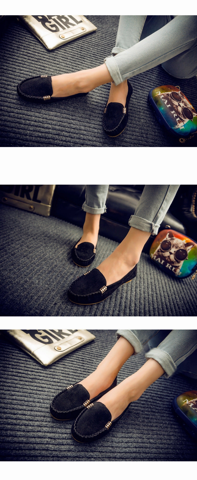 Intentionally Blank Marblehead Loafers Women Loafers Moccasin Casual Suede Leather Shoes Moccasins Slip