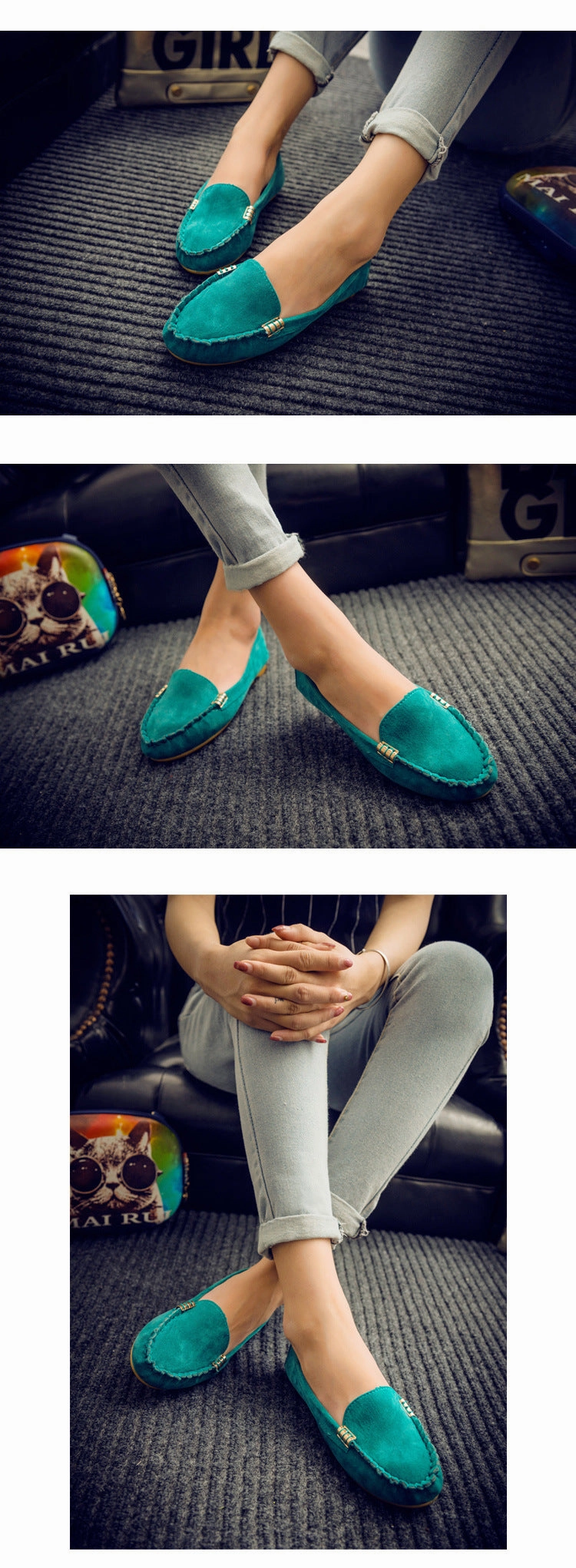 Loafers Original Women Loafers Moccasin Casual Suede Leather Shoes Moccasins Slip