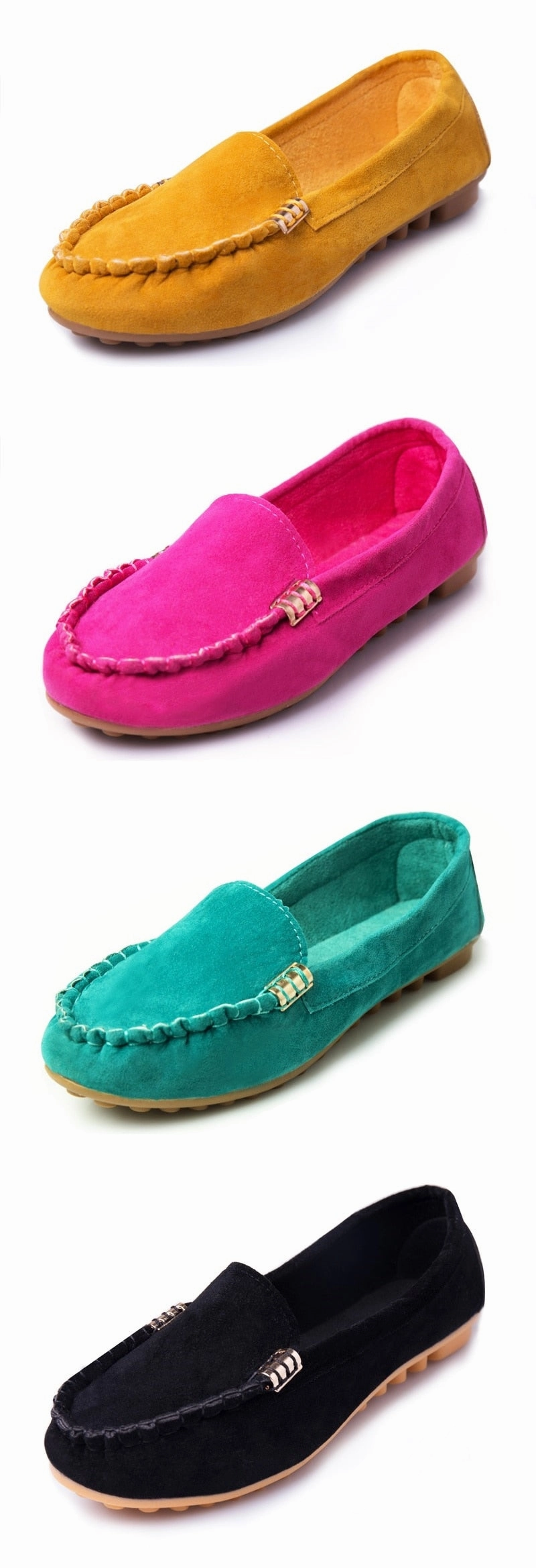 Women Loafers Moccasin Casual Suede Leather Shoes Moccasins Slip Chunky Tassel Loafers