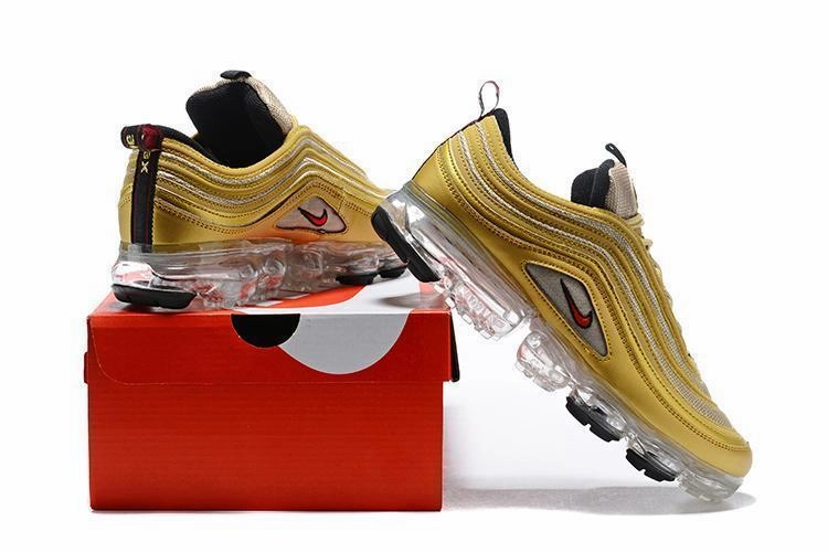 Cat Sneakers Nike Air Vapormax 97 Metallic Gold Shoes Sneakers Men Sale Size US 7, 8, 8.5, 9, 10, 11