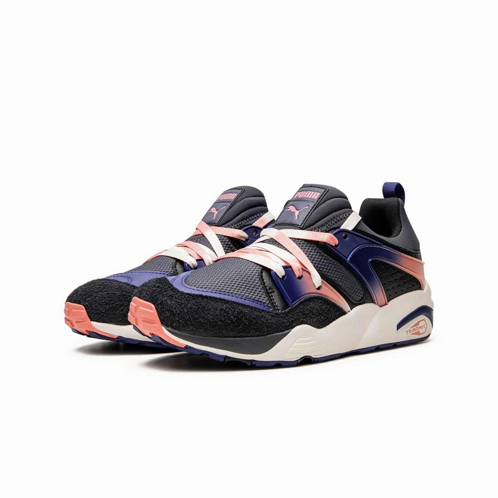 Asics Gel-nandi 360 Running Shoe Puma Blaze of Glory Psychedelics (Ebony-Carnation Pink) Men's Shoes 387576-02