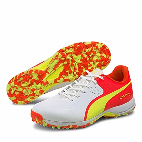 Puma Men's Red, Yellow & White Cricket Shoe- 10 UK Asics Volleyball Shoes Academy