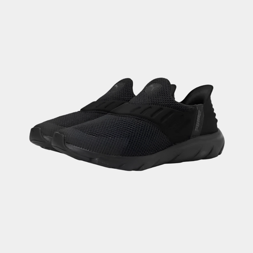 Puma Softride Flex Ease In Men's Slip-On Lifestyle Shoes -Black/Flat Dark Gray Asics Upcourt 6 Gs Court Shoes