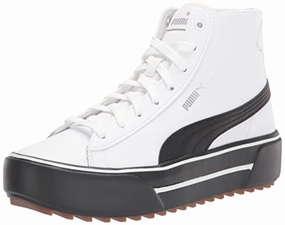 Unisex Asics Running Shoes Puma Women's Kaia Mid Leather Sneaker, White Silver, 6.5