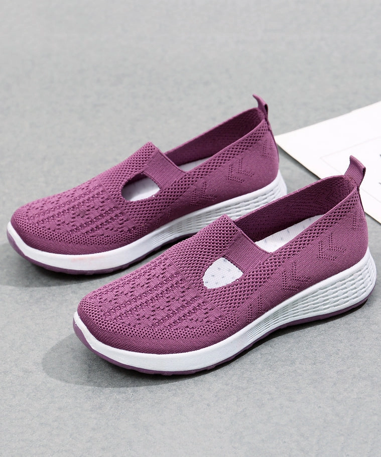 Under Pronation Feet Running Shoes Platform Flat Shoes For Women Casual Pink Breathable Mesh UU010