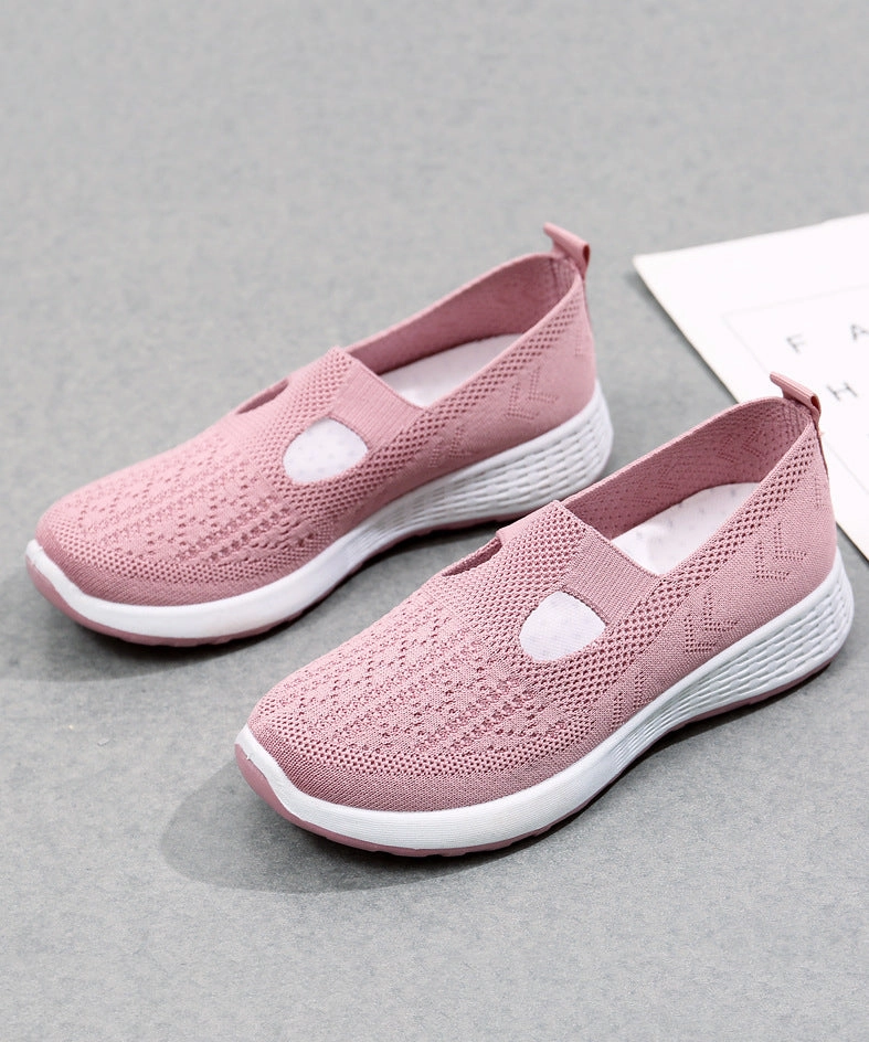 Platform Flat Shoes For Women Casual Pink Breathable Mesh UU010 Flat Shoe Style Names