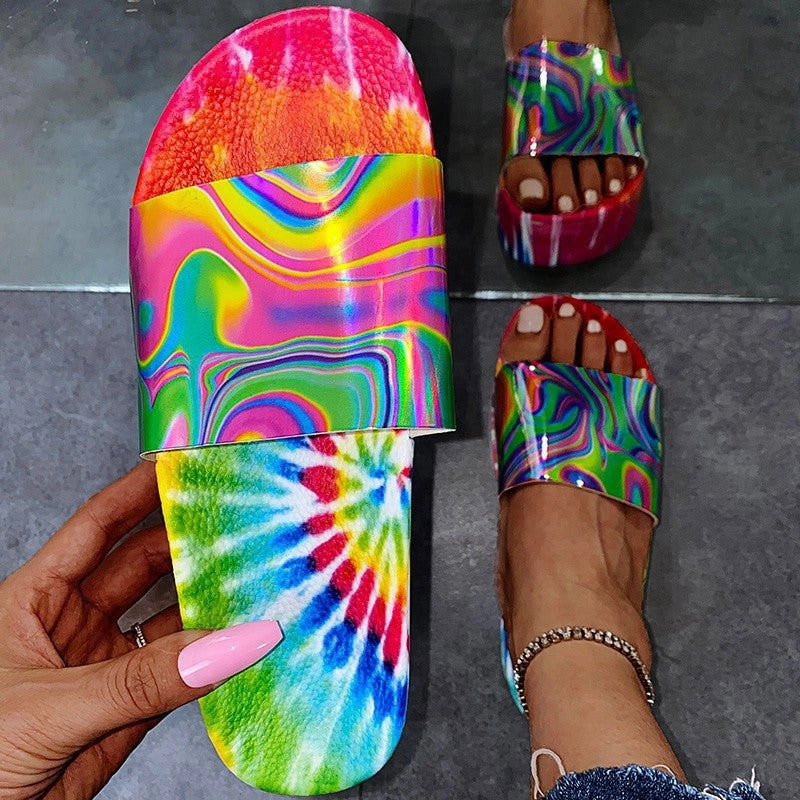 Flat Simple Shoes Graphic Print Air Walker Women's Sandals