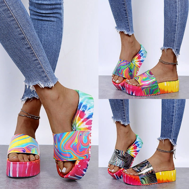 Graphic Print Air Walker Women's Sandals Hsn Shoes Flats