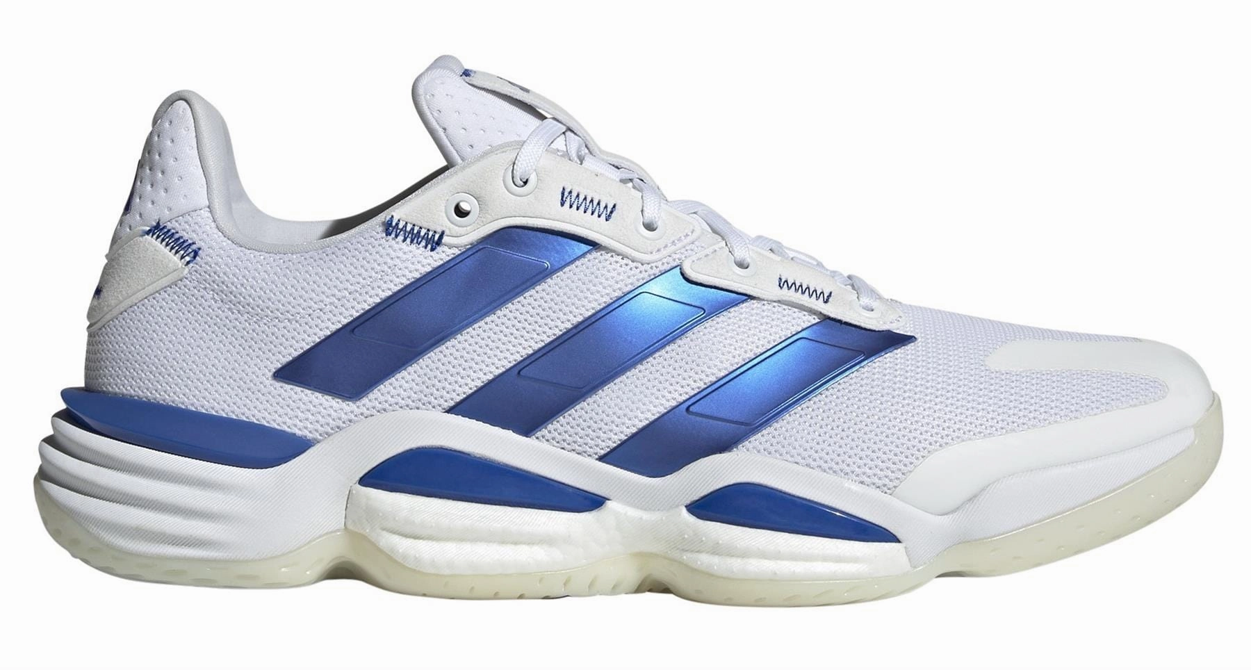 ADIDAS Stabil 16 Mens Badminton Shoes - White / Blue Adidas Wide Running Shoes