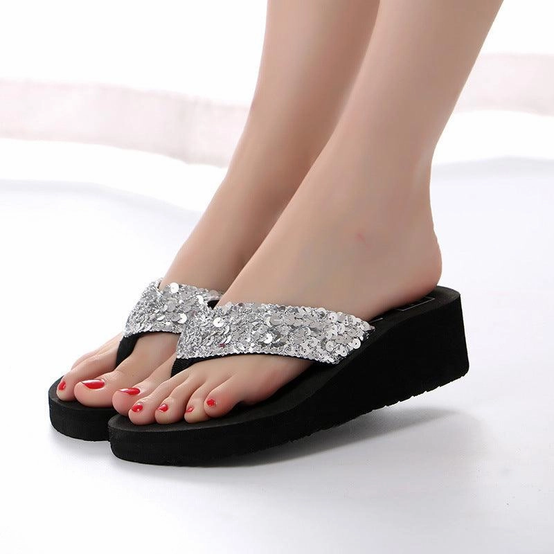 Sequin flip flops sandals beach shoes slippers women Retro Flip Flops