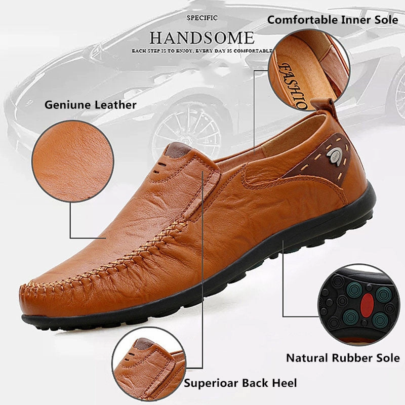 Loafers Heel Slip Mens Casual Leather Loafers with Rubber Anti Slippery Surface