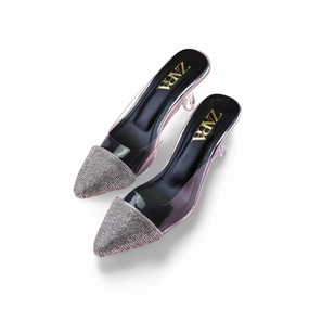 Rhinestone Crystal Sandal for Women -1018 Low Heels Sandals