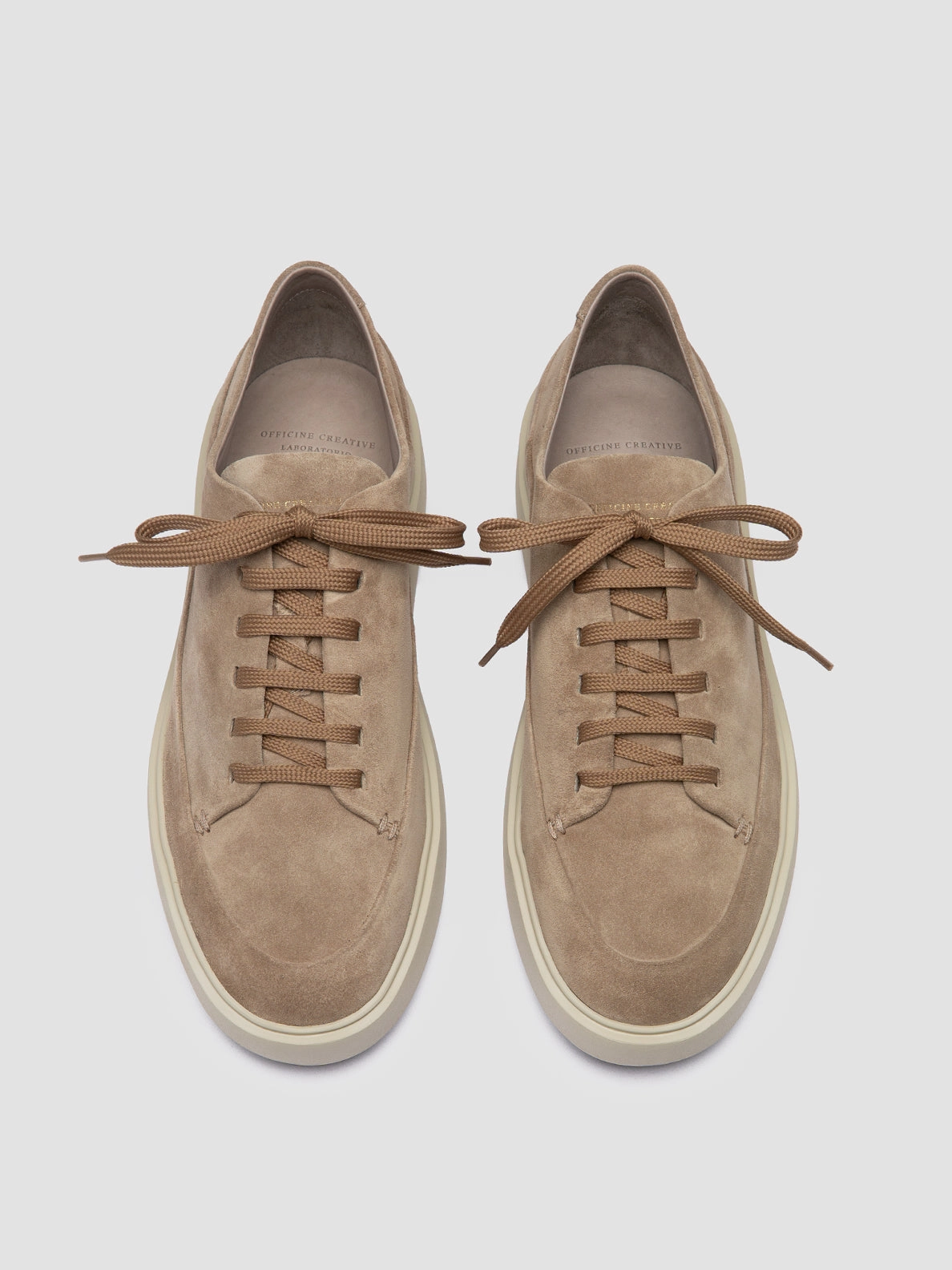 RELEASE 001 - Taupe Suede Low Top Sneakers White Lifestyle Sneakers