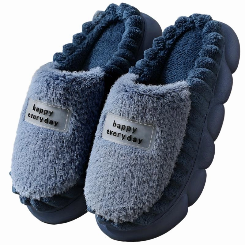 Pickle Rick Slippers Ella  Blaue flauschige Hausschuhe mit rutschfester Sohle