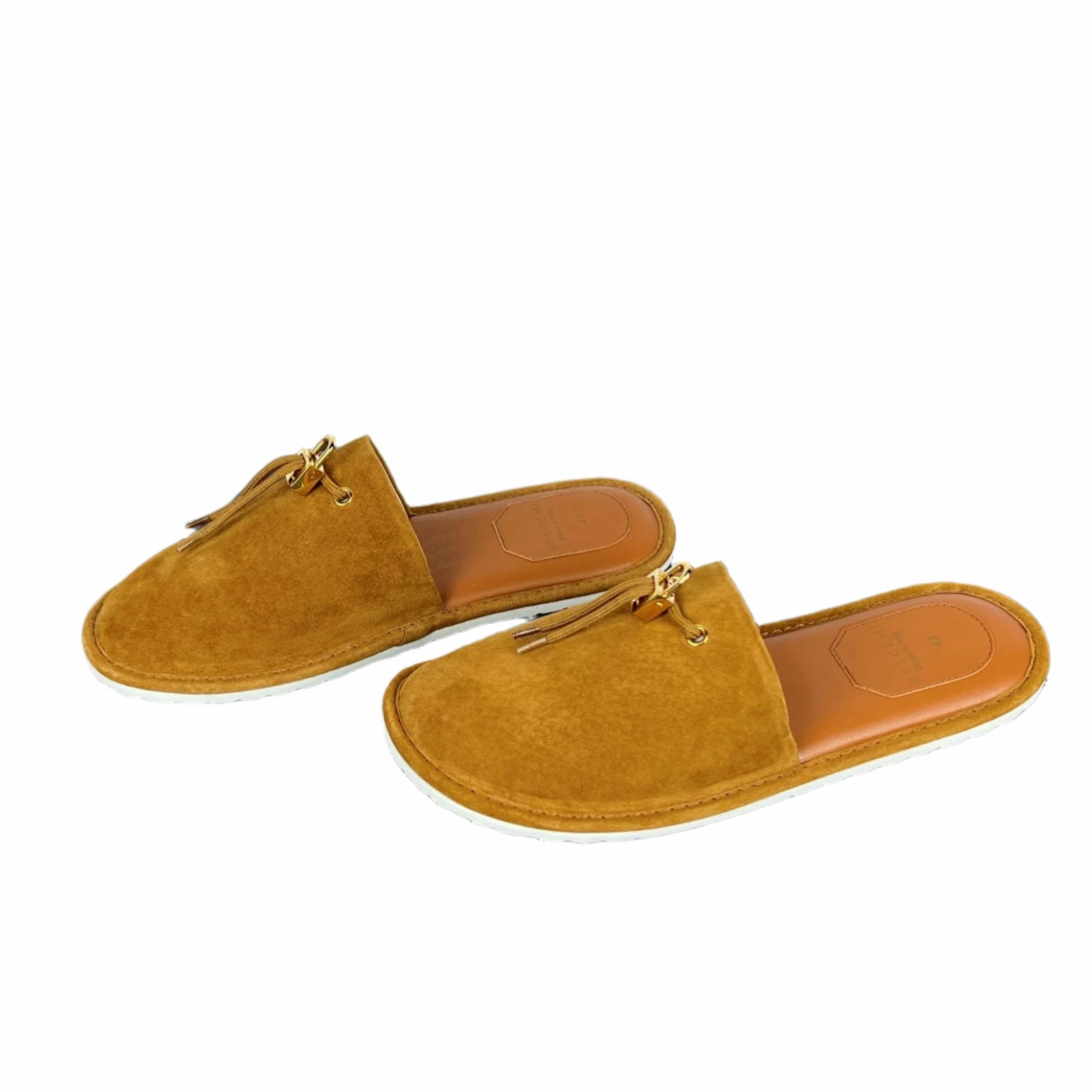 Feet With Slippers Buscemi Men's Greenwich Cuoio Leather Slippers