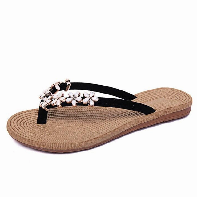 HEE GRAND 2018 New Women's Slides Flowers Decoration Girls Outdoor Slippers Flip Flops Causal Shoes for Beach & Sun XWD6617 Flip Flops Outlet