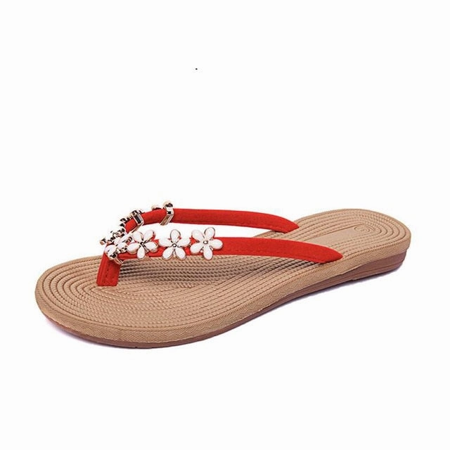 Medical Flip Flops HEE GRAND 2018 New Women's Slides Flowers Decoration Girls Outdoor Slippers Flip Flops Causal Shoes for Beach & Sun XWD6617