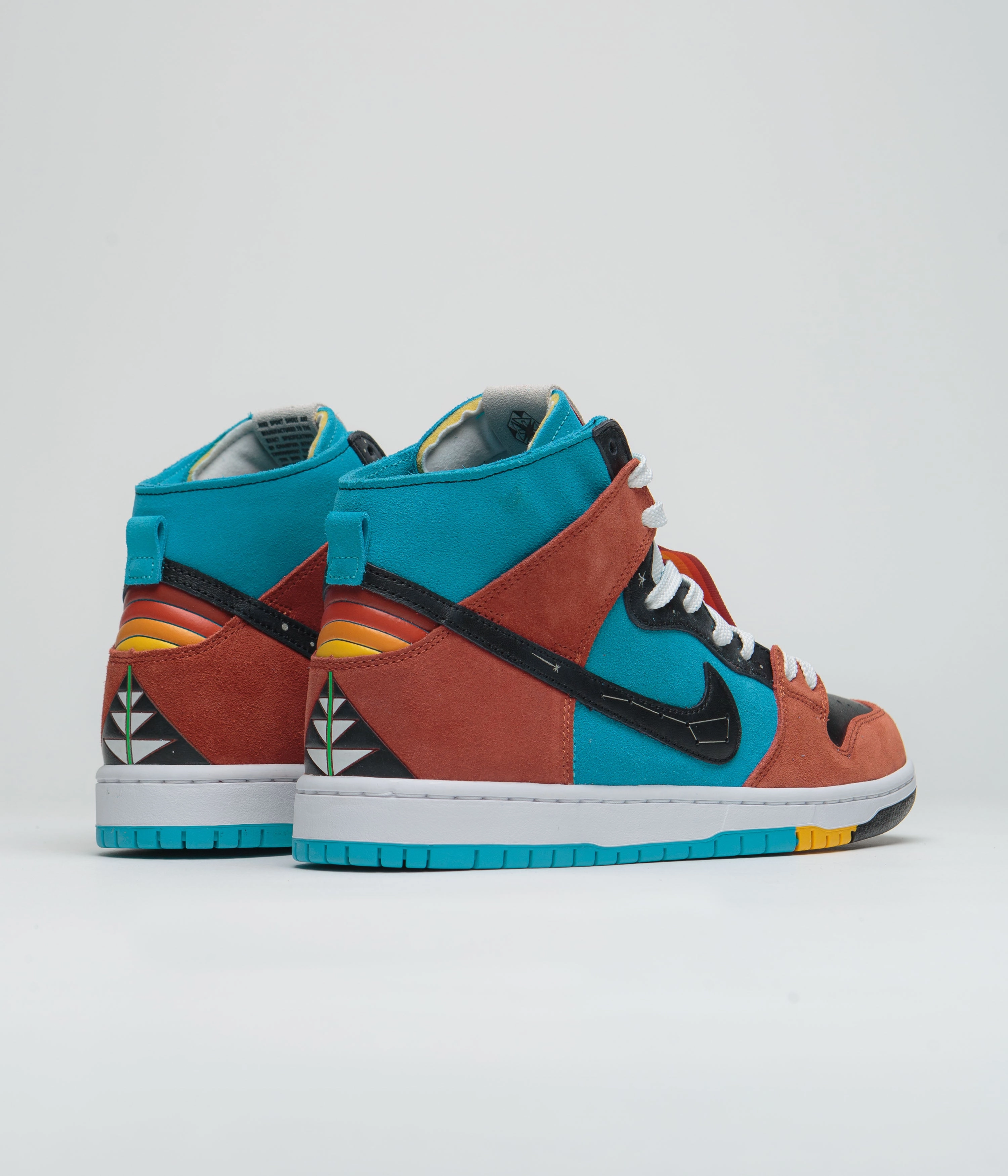 Asics Shoes Best Price Nike SB x Di'Orr Greenwood Dunk High Decon Shoes - Turquoise Blue / Black - Rugged Orange