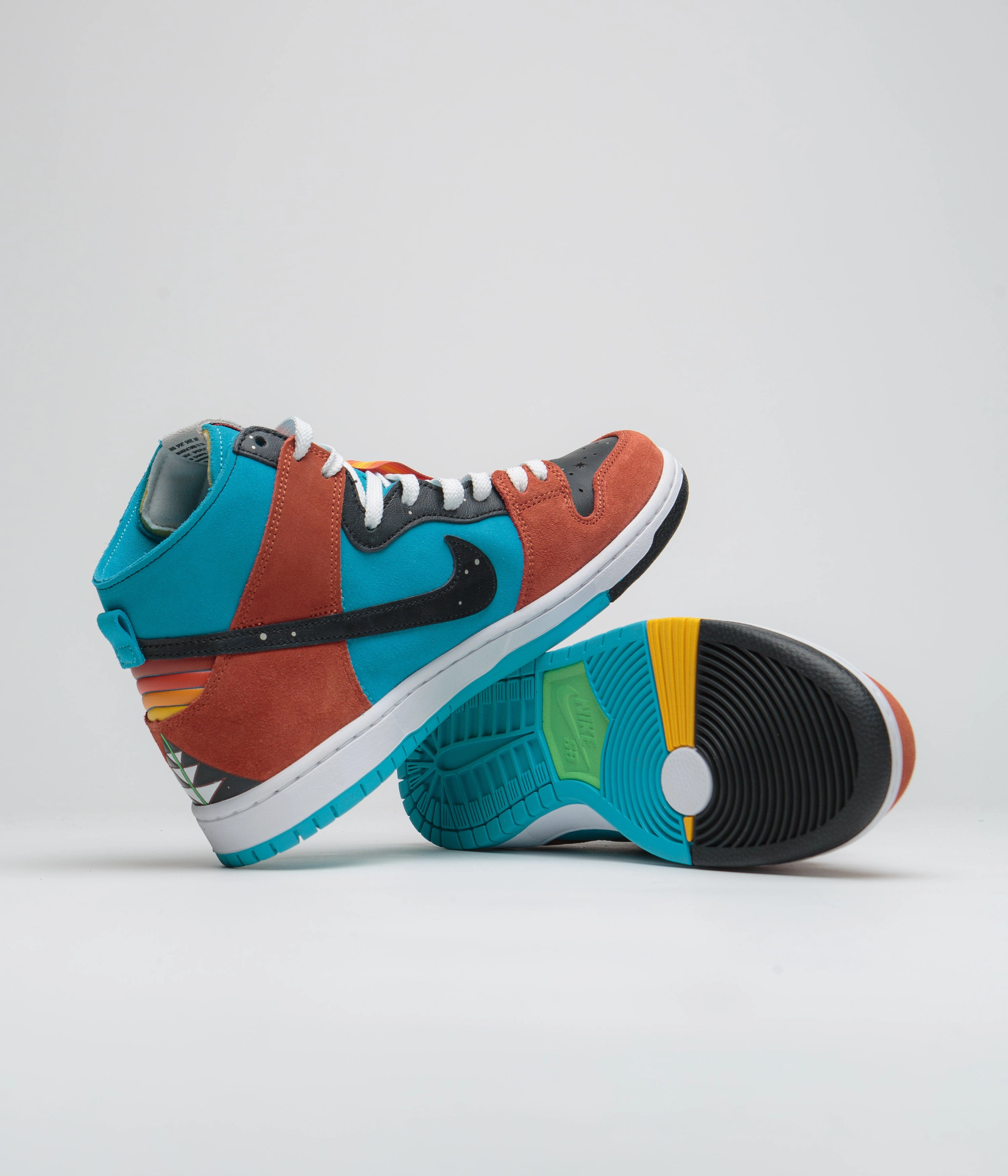 Nike SB x Di'Orr Greenwood Dunk High Decon Shoes - Turquoise Blue / Black - Rugged Orange Top Rated Asics Shoes