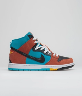 Nike SB x Di'Orr Greenwood Dunk High Decon Shoes - Turquoise Blue / Black - Rugged Orange Asics Shoes Gt 2000 10