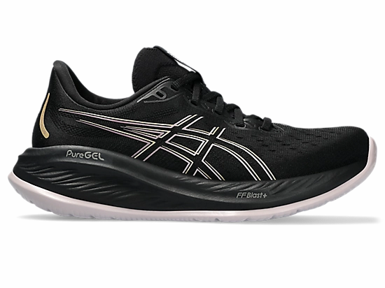 Asics Women's Gel-Cumulus 26 Running Shoes in Black/Watershed Rose Running Shoes For Bigger Runners