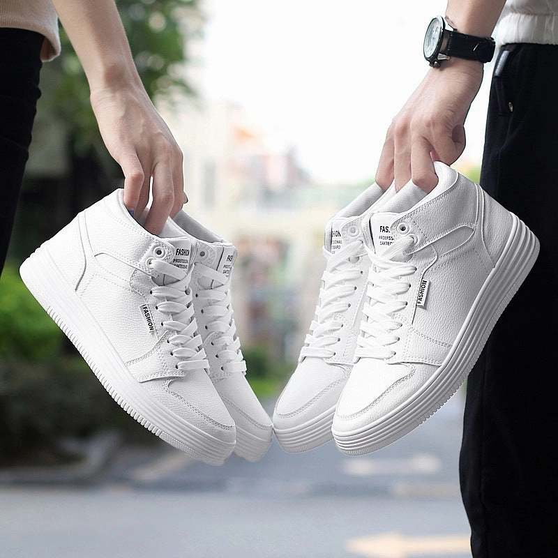 So Shoes Flats Runde Head High-Top Strap Flat White Shoes Men