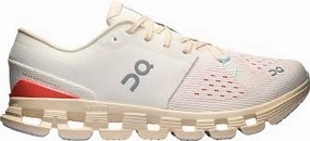 On Cloud Women's Cloud X4 Running Shoes- Ivory/ Salmon Best Shoes For Running On Treadmill