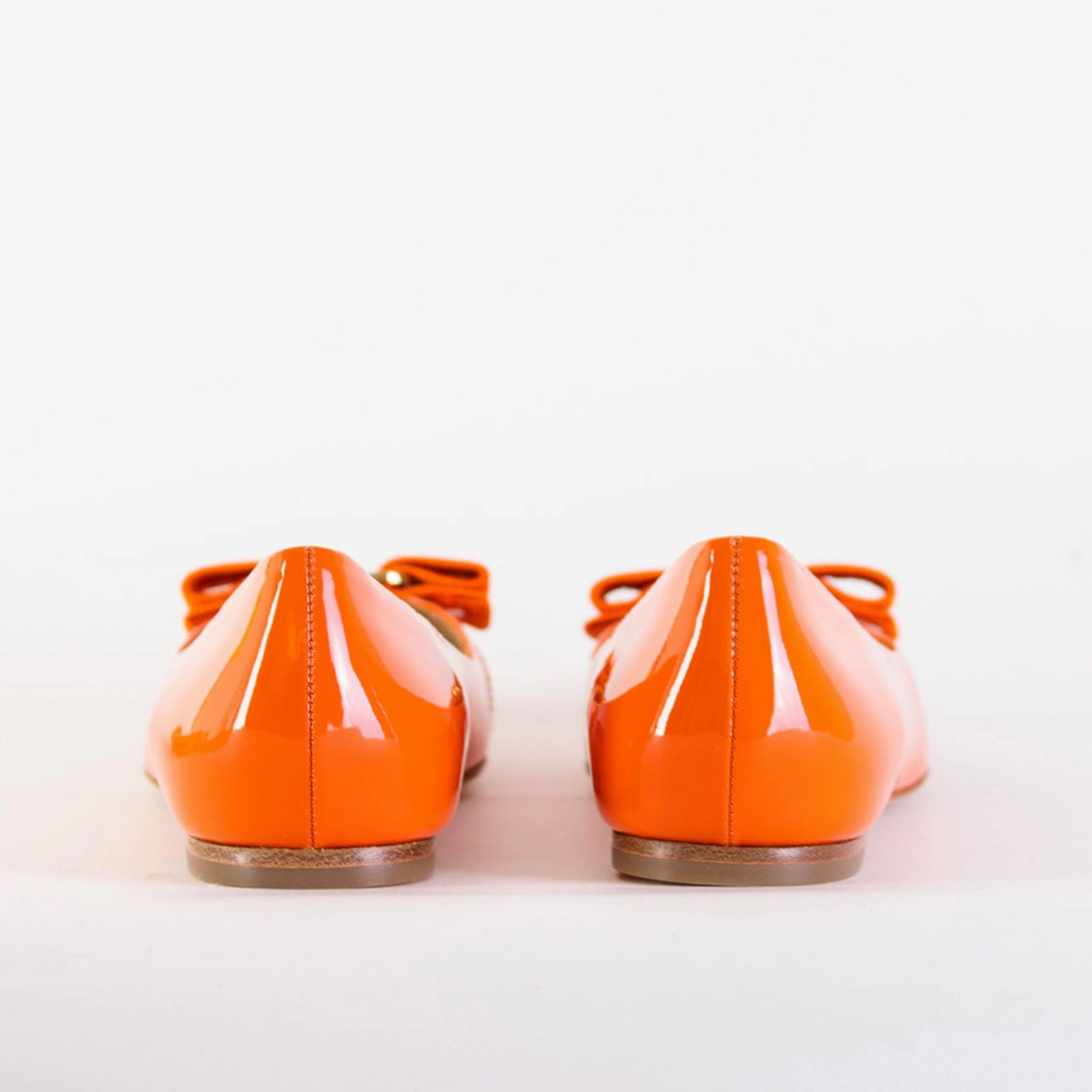 Salvatore Ferragamo Elegant Orange Leather Ballerinas 2018 Flat Shoes