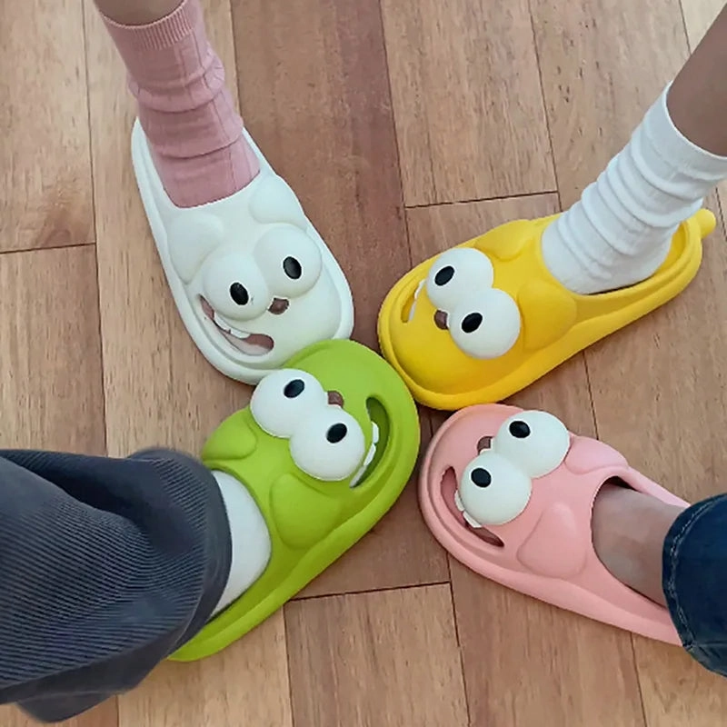 Flip Flops With Hearts Kawaii Dog Cartoon Women's Beach Slides Sandals