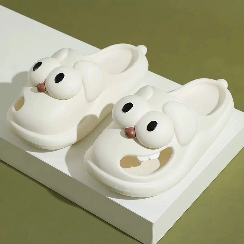 Kawaii Dog Cartoon Women's Beach Slides Sandals Drawings Of Flip Flops