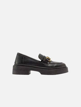 Affordable Designer-inspired Loafers Simone Vegan Leather Bit Platform Loafers | Black