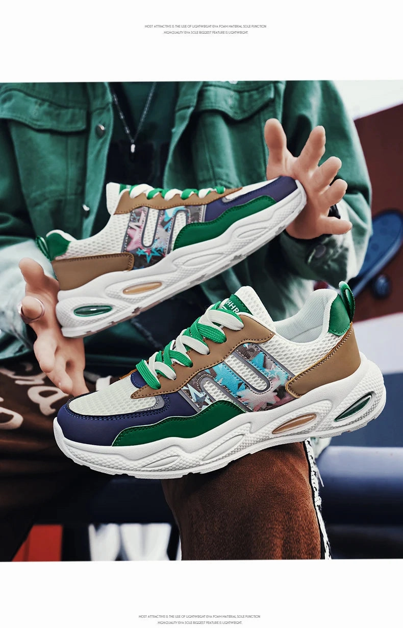 Hot Sale Men's Casual Sneaker Autumn Mixed Color Mesh Outdoor Shoes for Mens Trendy Mans Tennis Sports Lightweight Male Sneakers Heeled Casual Shoes