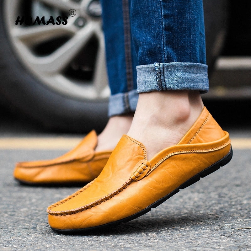 Best Shoe Insoles For Flat Feet Leather Men Casual Shoes Breathable Loafers Man Genuine Leather Moccasins Comfortable Flat Shoes Men Waterproof Footwear